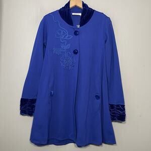 Dopamine Jacket Size Small Cobalt Blue Statement Artsy Lagenlook Swing Coat